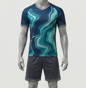 Maillot de football pour homme, col en V, manches courtes, impression dégradée sublimée, polyester respirant, coupe athlétique, toutes saisons - Product Image 3