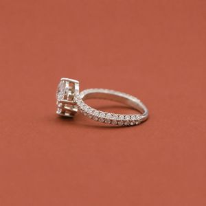 Pear & Round Cut Moissanite Diamond Engagement <b>Ring</b> In <b>Silver</b> <b>Adjustable</b> Engagement Wedding Band <b>Ring</b> - Product Image 3