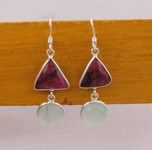 Handcrafted Aqua Chalcedony 925 <b>Silver</b> <b>Dangle</b> <b>Earrings</b> Bezel Set Teardrop Minimalist Stone <b>Earrings</b> for Women Jewelry Manufactur - Product Image 3