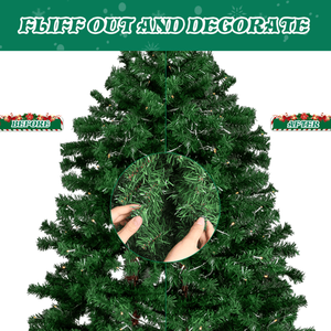 6 FT Santa Hat Style Pre-lit Christmas <b>Tree</b> Hinged Artificial Pine <b>Tree</b> <b>with</b> 250 Warm White <b>Lights</b> and 839 Branch Tips - Product Image 4