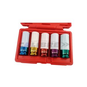 Jeu de douilles à chocs profondes à paroi mince TAIWAN CALIBRE 5 pièces 1/2" Dr. avec protection de roue, pour usage manuel, OEM, garantie 1 an - Product Image 1