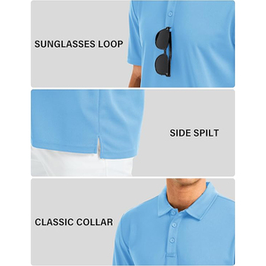 Men's Light <b>Blue</b> Short Sleeve Pique <b>Polo</b> <b>Shirt</b> Casual Breathable Knitted Solid Color Regular Fit - Product Image 3