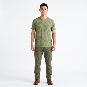 Camiseta de Manga Corta con Camuflaje para Hombre, 100% Poliéster, Cuello Redondo, Transpirable, Corte Regular Informal - Product Image 4