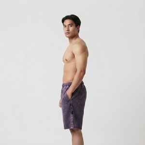 <b>Men's</b> Acid <b>Wash</b> Sweat Shorts 100% Cotton Fleece Mid Elastic Waist Closure Casual Training Gym Fitness Street Wear Shorts <b>Men's</b> - Product Image 3