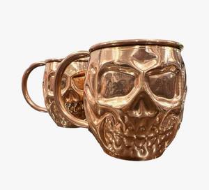 Mug à Moscow Mule en cuivre avec motif squelette martelé, style gothique, vaisselle de bar - Product Image 5