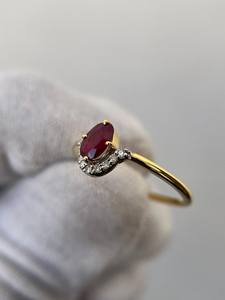 Bague en rubis naturel, argent sterling 925, plaqué or 14 carats, rubis rouge, bague de fiançailles, anniversaire, Art Déco, promesse, mariage - Product Image 5