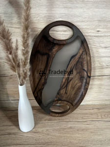 Elegante Bandeja de Resina Hecha a Mano, Bandeja de Servicio de Lujo con Patrón Personalizado, Forma Rectangular, Acabado Pulido para Eventos y Decoración del Hogar - Product Image 3