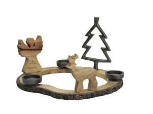 Elegant Gold Reindeer Silver Christmas Tree Aluminium Handmade <b>Candle</b> Holder Wooden Base Festive Holiday Tabletop Decor <b>Xmas</b> - Product Image 1