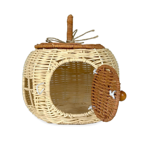 Adorable Caja de Mimbre con Forma de Calabaza, Juguete Infantil, Juguete de Imitación, Casa de Mimbre con Espacio de Almacenamiento Secreto para Juguetes Pequeños y Decoración de Cuarto Infantil - Product Image 1
