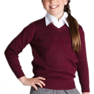 Uniformes scolaires OEM pour garçons et filles adolescents, pull à col en V avec logo personnalisé, vêtements en tricot pour enfants pour l'école - Product Image 4