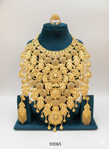 MOLL JEWELLERS ชุดสร้อยคอจี้ลายดอกไม้ประดับเพชรซิร์คอน 24k ชุบทองอัลลอยด์หรูหรา สำหรับเจ้าสาว งานแต่งงาน ทันสมัย ได้รับการรับรอง พร้อมจี้ลายฉลุ - Product Image 2