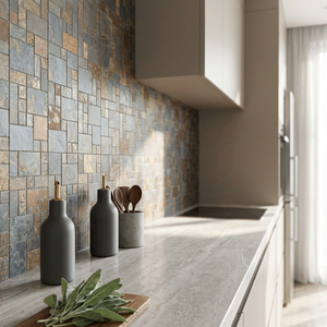 Design moderne linéaire dosseret mosaïque carreaux de mur diamant hexagonal Cube bande aléatoire porcelaine miroir verre 3D Look - Product Image 4