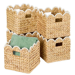 Panier de rangement festonné en jacinthe, vente chaude, fait main, naturel, écologique, organisateur de décoration intérieure, fabricant - Product Image 1