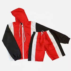 Conjunto de chándal cortavientos de dos piezas de nailon con estampado personalizado para hombre, conjunto de chándal corto para correr de otoño, pantalones de chándal con capucha - Product Image 1