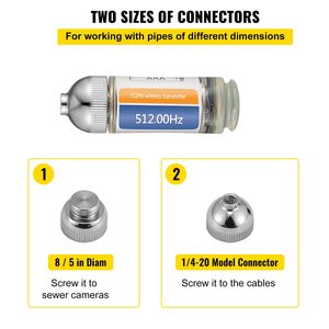 Rilevatore di Metalli Industriale 512HZ con Connettori da 8/5'' e 1/4 20'' per Localizzare Piccoli Tubi Fognari - Argento - Product Image 4