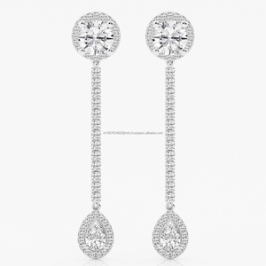 Boucles d'oreilles en diamant rond cultivées en laboratoire IGI/GIA Boucles d'oreilles en or 14kt Vente en gros de bijoux en diamant Boucles d'oreilles de mariage - Product Image 3