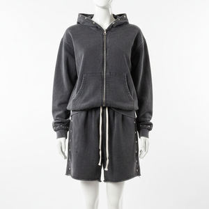 NIGHTJAR INDUSTRY – Nouvelle Collection : Survêtement à Capuche Délavé Effet Acide, Tenue Décontractée Hiver, Streetwear Lourd et Écologique 2-en-1 pour Homme - Product Image 1