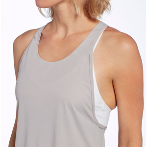 Débardeur de sport pour femme en coton tricoté 100 % respirant et à séchage rapide, avec logo personnalisé sur le devant, col rond, décontracté, pour fitness et course à pied, offre OEM - Product Image 4