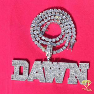 Luxury " Nick " <b>Name</b> Necklace Moissanite Diamond Pendant Hip Hop Tennis <b>Chain</b> Custom Jewelry Gift - Product Image 5