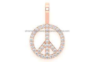 Unisex Children's Trendy Layered Peace Sign 10K <b>Solid</b> Gold Rhodium Plated Lab Grown Diamond Iced Hip Hop Custom Pendant <b>Necklace</b> - Product Image 6