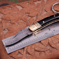 Couteau de camping pliant artisanal en acier Damas de qualité industrielle, avec étui en bois et cuir, personnalisable, prix de gros OEM