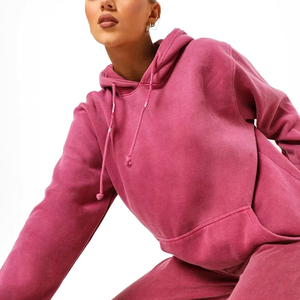 Sudadera con Capucha Extra Grande para Mujer WARPRO INDUSTRY, 100% Algodón Ecológico, Transpirable, Color Rosa Sólido, Forro Polar, Manga Larga, con Bolsillo - Product Image 3