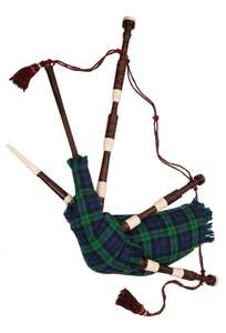 Gaitas de celtas Highland, juego completo con estuche, material de palo de rosa, gaitas de práctica, cubierta de tartán rojo, drona, caña, instrumento de afinación, clave A - Product Image 2