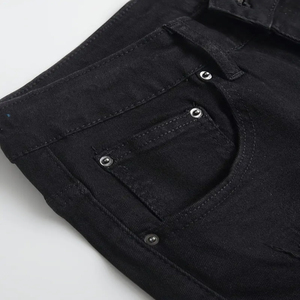 Shorts de Mezclilla Negros Rotos para Hombre con Estampado Colorido, Cintura Alta, Cierre Elástico, Casuales, de Secado Rápido - Product Image 5