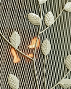Ivory Willow Metal Fireplace <b>Screen</b> Three Panel Folding Fine Mesh Spark Guard Decorative Hearth <b>Protector</b> Cream Finish - Product Image 6