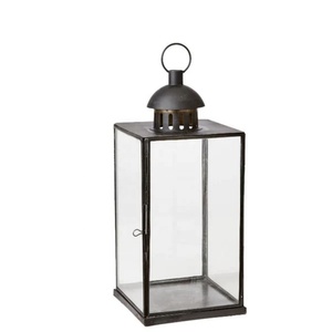 Wholesale <b>Black</b> Metal Framed Toughen Glass Candle <b>Lantern</b> for Home & Weddings Decorations - Product Image 4