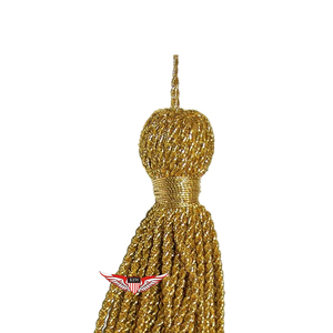 Borla decorativa navideña de 5 pulgadas, borla metálica dorada con hilo de oro sobre un lazo metálico de 5 pulgadas. - Product Image 2