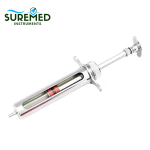 Jeringa Veterinaria de Acero Inoxidable SureMed Instruments SMI-VI-026 de 10 ml, Inyector de Vidrio y Metal Ajustable y Reutilizable, Hipodérmico - Product Image 2
