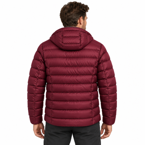 Veste d'hiver matelassée en polyester coupe-vent pour homme avec logo personnalisé ODM, capuche, poches zippées, style décontracté pour les voyages en plein air - Product Image 6