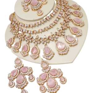 Parures de bijoux en cristal de haute qualité, plaquées or, pour mariage, collier et boucles d'oreilles, pour femmes élégantes - Product Image 1