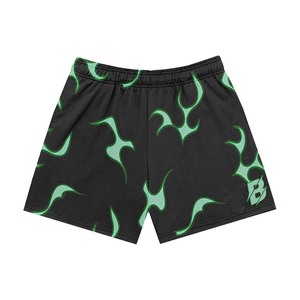 Premium 140 GSM Polyester <b>Mesh</b> Men Shorts Breathable Flame Print Black Blue Sublimation Custom Logo Sportswear men's shorts - Product Image 2