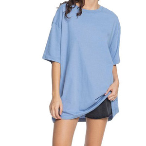 Damen Oversize-T-Shirt mit Rundhalsausschnitt, einfarbig, locker geschnitten, Kurzarm, mittellang, 100% Baumwolle, atmungsaktiver Jersey-Stoff, Frühling/Sommer - Product Image 6
