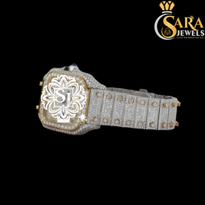 Montre en acier inoxydable avec moissanite noire élégante de qualité supérieure, style diamant, pour les célébrations et le style hip-hop, disponible à la vente - Product Image 5