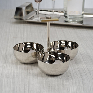 Cuenco de lujo de metal con 3 compartimentos y asa decorativa con diseño de cuerno. Plato de alta calidad para decoración de mesa y servicio de alimentos al por mayor - Product Image 5