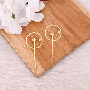 ต่างหูทองเหลืองชุบทองคุณภาพสูง ดีไซน์เรียบง่าย ทำมือ สำหรับผู้หญิง ต่างหูทองเหลืองชุบทอง ขายส่งจากโรงงาน - Product Image 2