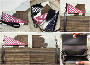 Bolsos de Noche de Piel Genuina de Vacuno a Cuadros con Cierre de Broche para Mujer, de Alta Calidad, con Múltiples Ranuras para Tarjetas y Dinero, Colección Expo de Marzo - Product Image 3