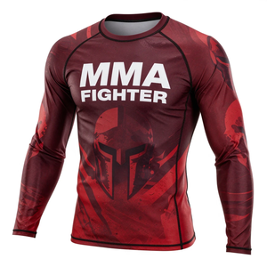 Camiseta de Compresión de Manga Larga para Luchadores de MMA, Diseño Sublimado de Secado Rápido, Color Rojo - Product Image 2