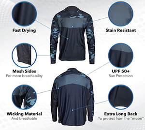 Camisa de Pesca Transpirable de Poliéster y Spandex con Protección Solar UPF 50, Color Negro, Nueva Llegada - Product Image 2