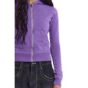 <b>Women's</b> <b>Fleece</b> Zipper-Up Hoodie Solid <b>Pattern</b> Polyester/Cotton Blend Lined Design Customizable Logo Positions Quick-Dry - Product Image 4