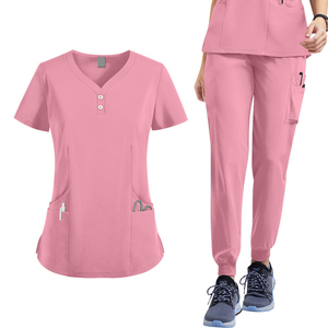 Premium Quick Dry <b>Scrub</b> <b>Set</b> Frosted Cream Solid Color Uniform for Nurses Clinics and Beauty Salons Frosted Cream Medical <b>Scrub</b> - Product Image 5