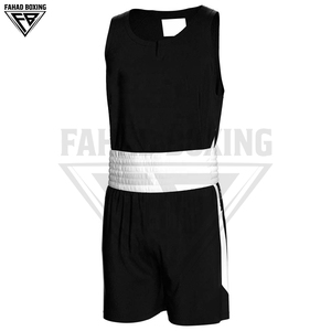 Uniforme de Boxeo Premium 100% Poliéster Satinado, Personalizado en Contraste Blanco y Negro, Conjunto de Camiseta sin Mangas y Pantalones Cortos para Hombre - Product Image 6