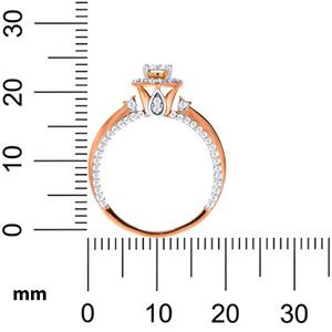 Bague Solitaire Étincelante en Or Rose de Luxe avec Diamant Rond Taillé et Halo, Bague de Fiançailles Élégante pour Femme avec Bande Pavée - Product Image 5