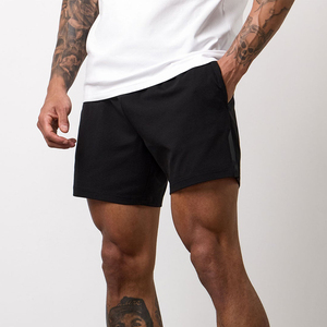 Shorts de sport pour homme respirants, à séchage rapide, écologiques, en polyester/coton, taille mi-haute, avec cordon de serrage, logo frontal et poches - Product Image 1