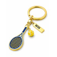 Llavero de Raqueta de Tenis con Forma Ovalada de Aleación de Zinc, Impresión de Serigrafía de Dibujos Animados Vintage, Personalizado, Souvenir de Club Deportivo