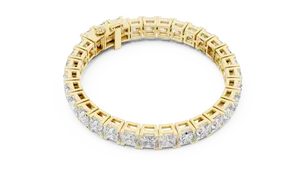 Pulsera de tenis llamativa con diamantes sintéticos de corte princesa de 24 quilates, engaste tipo collet, oro macizo de 18K, joyería fina para mujer, cierre de eslabones para muñeca - Product Image 2