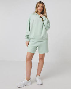 เสื้อฮู้ดดี้ผู้หญิงคุณภาพพรีเมียมขายดี สีเขียวอ่อน ทรงหลวม แขนยาว ผ้าฝ้ายฟลีซ 100% สำหรับฤดูหนาว - Product Image 3